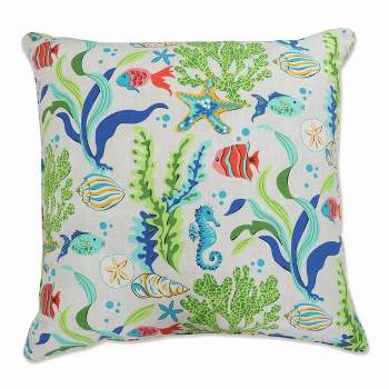 25" Outdoor/Indoor Floor Pillow Coral Bay Blue - Pillow Perfect