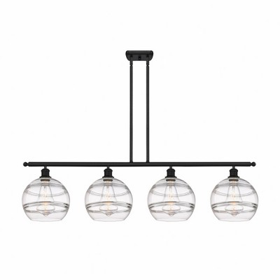 Rochester - 4 Light Stem Hung Island In Industrial Style-12.13 Inches Tall and 48.25 Inches Wide