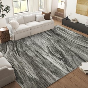 Abstract Rug Large Rugs Neutral Modern Washable Area Rugs Dining Non-Slip Stain Resistant Foldable Thin Rug - 1 of 4
