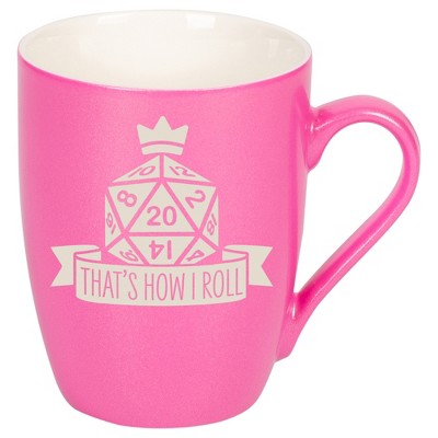 100 North Dice 10 Ounce Pink Metallic Finish, Comfortably Fits Your Hands, New Bone China Coffee Tea Cup Mug, That's How I Roll