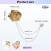 Unique Bargains Cloth Flower Lapel Pin with Gold Badge Tassel Chain for Men Wedding 1.57 inch 2 Pcs - 3 of 4