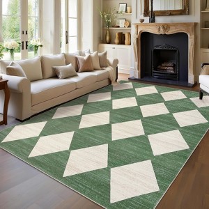 Geometric Rug Washable Rugs for Living Room, Modern Diamond Rug with Non Slip Backing, Non Shedding Stain Resistant Contemporary Floor Covering - 1 of 4