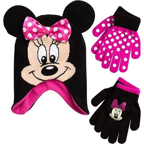 FAGOTTINO Baby Girl's Pink Hat with pompom and Minnie Mouse patch