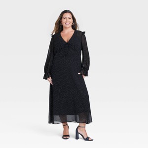 Women's Long Sleeve Sheer Maxi Dress - A New Day™ - 1 of 3