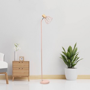 Simple Designs 55.91" Industrial Farmhouse Fusion Adjustable Cage Wire Accent Floor Lamp - 1 of 4