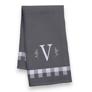 Personalization Mall Black & White Plaid Waffle Weave Kitchen Towel - 1 of 4