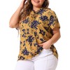 Agnes Orinda Women's Plus Size Self-tie Ruffle Pleated Floral Elegant Casual Blouses - 2 of 4