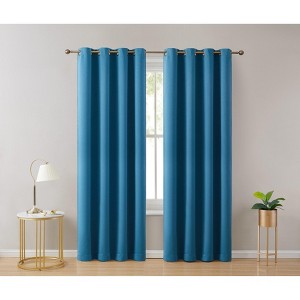 HLC.ME Laurance Complete Blackout Thermal Insulated Grommet Top Panels Window Curtains Drapes for Bedroom, Set of 2 - 1 of 4