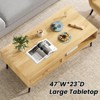 Lirago Mid-Century Modern Wooden 2-Tier Coffee Table with Rattan Drawer-Compact Storage Solution for Living Room-Natural - 4 of 4