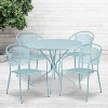 Emma and Oliver Commercial 35.25" Round Metal Garden Patio Table Set w/ 4 Round Back Chairs - image 2 of 4