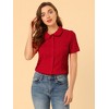 INSPIRE CHIC Women's Sweet Ruffle Trim Peter Pan Collar Button-Down Shirt - 3 of 4