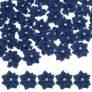 Unique Bargains Artificial Satin Durable Flexible Decorative Mini Ribbon Flowers with Rhinestones 1.2 Inch 200 Pcs - 1 of 4