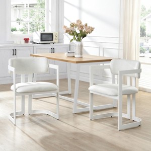 Set of 2 Modern Upholstered Dining Armchairs with Metal Frame, Soft Fabric Armchairs for Dining Room or Kitchen-Panipeachy - 1 of 4