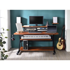 Synthetic Wood Modern Rectangular Music Desk with Speaker Shelves and Cable Management - 1 of 4