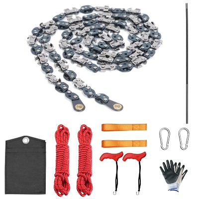 LakeForest"55-inch Hand Rope Chainsaw Kit with 68 Sharp Teeth, 196-inch Rope, Carabiner & Glove for Wood Cutting"Multicolor