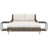 vidaXL Sun Lounger Brown and Cream Poly Rattan, Powder-Coated Steel, Fabric - 3 of 4