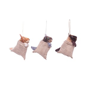 Gallerie II Cat in Feed Sack Buri Ornament, Set of 3 - 1 of 1