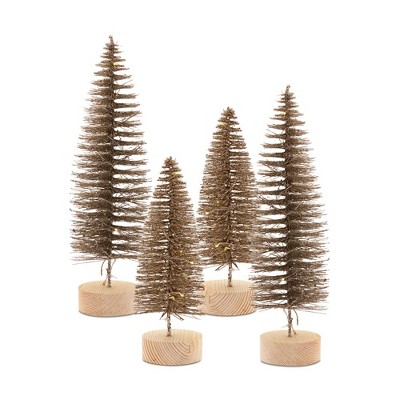 Melrose Bronze Bottle Brush Tree (Set of 4)