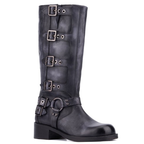 Tall black buckle boots fashion