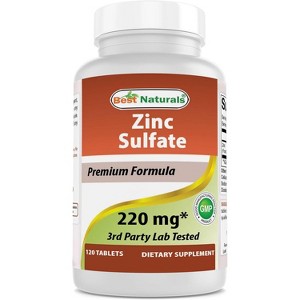 Best Naturals Zinc Sulfate 220 mg 120 Tablets - 3rd Party Lab Tested - Made in The USA - Gluten Free & Non-GMO - 1 of 3