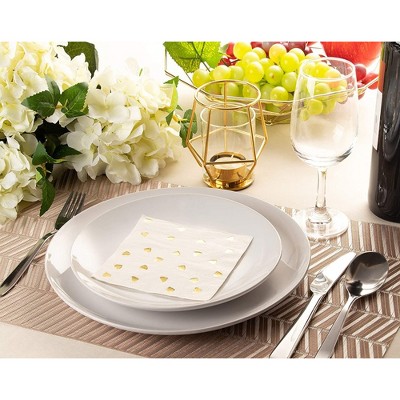 Condition photo showing As Is for juvale 50 pack gold heart disposable cocktail napkins, 5 x 5 inches folded, ideal party supplies for wedding & valentine's day