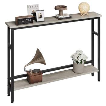 Whizmax 39.4" Narrow Sofa Table, 2 Tier Skinny Console Table with Adjustable Shelf, Slim Behind Couch Table for Living Room, Entryway, Hallway