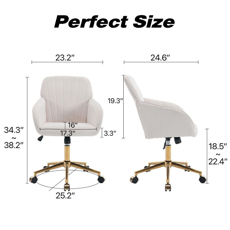 Modern Home Office Desk Chair, Armless Cross Legged Office Desk Chair, Fabric Padded Modern Swivel Height Adjustable for Home Office-The Pop Home, 2 of 10