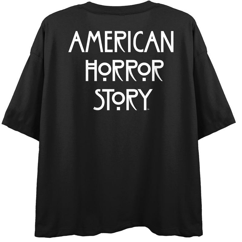 American Horror Story On Wednesdays We Wear Black Crew Neck Short Sleeve Black Women's Crop Top, 3 of 5