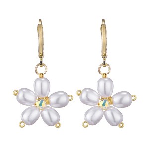 Adornia 14k Gold Plated Pearl Flower Huggie Earrings - 1 of 4