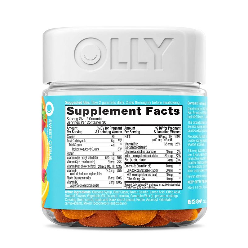 OLLY Essential Prenatal Multivitamin Gummies - Sweet Citrus, 3 of 11