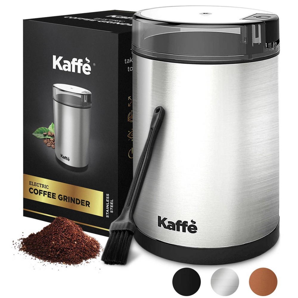 Photos - Coffee Makers Accessory Kaffe Electric Coffee Grinder with Cleaning Brush - Silver - KF2020