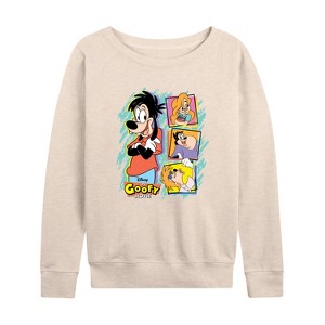 Women's - A Goofy Movie -  Lightweight French Terry Wide Neck Long Sleeve Shirt - 1 of 4
