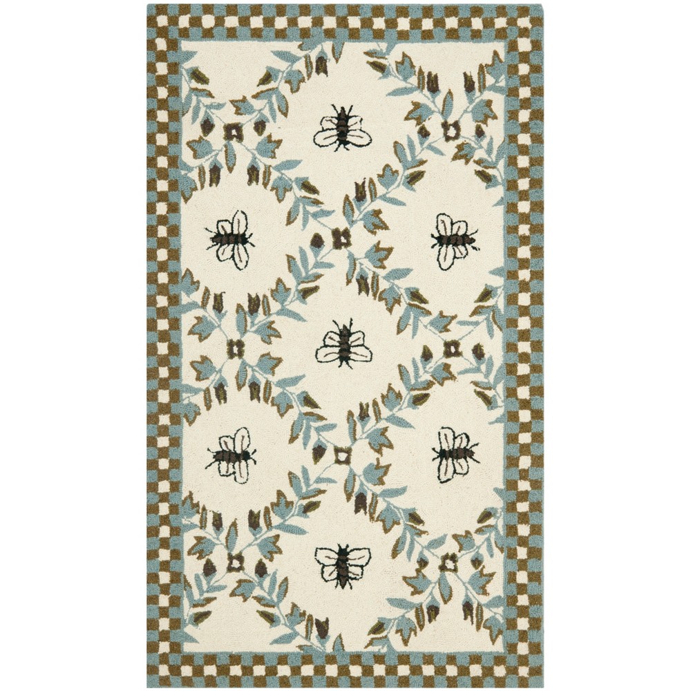 3'9inx5'9in Hooked Tiana Rug Ivory/Blue - Safavieh