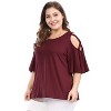 Agnes Orinda Women's Plus Size Summer Fashion Cold Shoulder Ruffle Trumpet Sleeve Blouses - 2 of 4