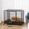 PawHut Heavy Duty Dog Crate, Indestructible Dog Cage Kennel with Removable Tray, Lockable Wheels and Double Door, Black - 3 of 4