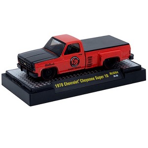 1978 Chevrolet Cheyenne Super 10 Pickup Truck "Edelbrock" Red with Black Hood Limited Ed 1/64 Diecast Model Car by M2 Machines - 1 of 1