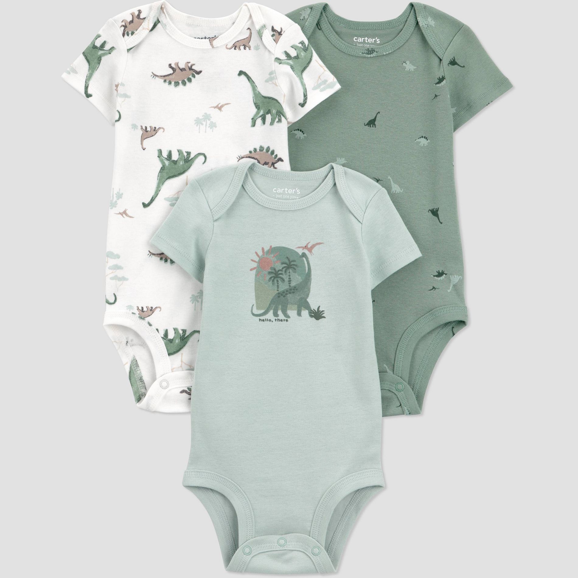 Carter's Just One You® Baby Boys' 3pk Dino Short Sleeve Bodysuit - Green 3M