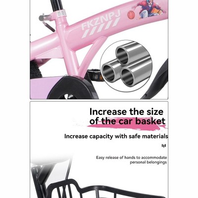 NicBex 16" Kids Bike with Detachable Training Wheels for Girls & Boys Aged 4-8,Height 41-53",Carbon Steel Frame,Heavy Duty Front Basket