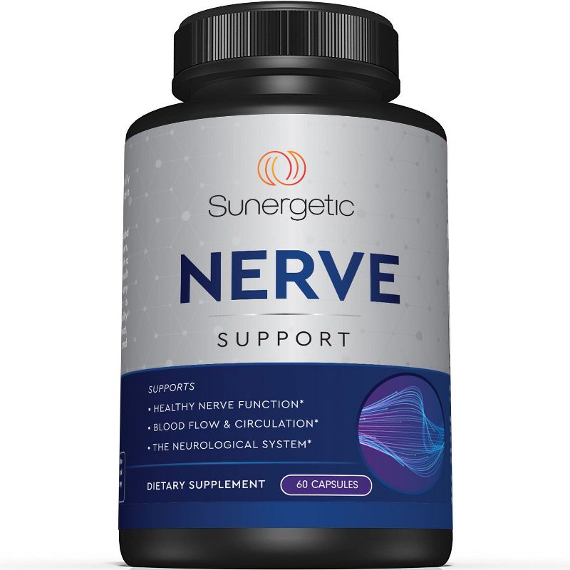 Sunergetic Nerve Support With Alpha Lipoic Acid (ALA) 600 mg, Acetyl-L-Carnitine (ALC) - Healthy Circulation, Feet, Hands & Toes - 60 Capsules, 1 of 4