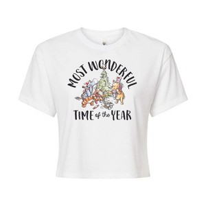 Women's - Winnie the Pooh - Christmas Most Wonderful Time of the Year Cropped Graphic T-Shirt - 1 of 4