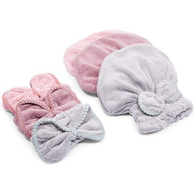 Glamlily 6 Pack Microfiber Bow Headbands & Hair Drying Towel Bonnet for Women Washing Face, Makeup Cosmetic