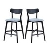 Set of 2 Black Upholstered Bar Stools with Backrest & Footrest, Wooden Frame for Kitchen, Pub, Living Room. - 3 of 4