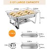 2/4/6-Pack 8QT Chafing Dish Buffet Set. Complete stainless steel warmer includes water pans and fuel holders, ready for party catering - 2 of 4