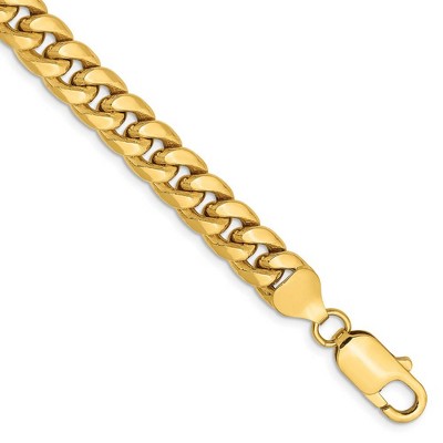 Black Bow Jewelry 7.3mm 14k Yellow Gold Cuban Curb Chain Bracelet