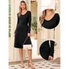 INSPIRE CHIC Women's Ribbed Knitted Long Sleeve V Neck Midi Sweater Dresses - 2 of 4