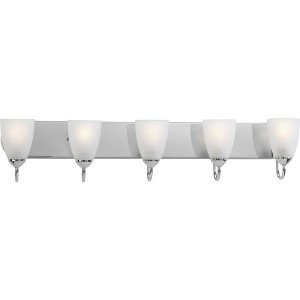 Progress Lighting Gather 5-Light Bath Bracket, Polished Chrome, Etched Glass Shades - 1 of 2