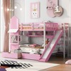 NicBex Full Size Bunk Bed Castle Shape Loft Bed with 2 Drawers, 3 Shelves, Storage Stairs, Slide and Guardrail, No Box Spring Required - 2 of 4
