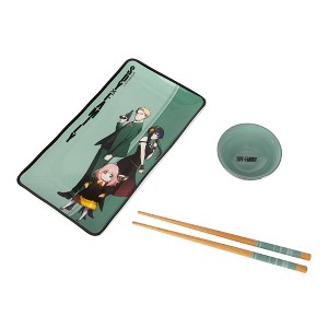 Silver Buffalo Spy x Family Trio 3-Piece Ceramic Sushi Set With Sauce Bowl and Chopsticks - 1 of 4