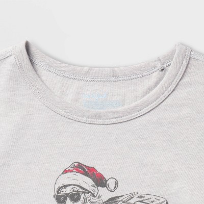 Cat & Jack Kids' 2pk Adaptive Long Sleeve Christmas 'Dino Party/Santa Skate' Graphic T-Shirt - Cat & Jack™ Pine Green/Heather Gray XL — фото 3