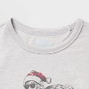 Kids' 2pk Adaptive Long Sleeve Christmas 'Dino Party/Santa Skate' Graphic T-Shirt - Cat & Jack™ Pine Green/Heather Gray - 3 of 3